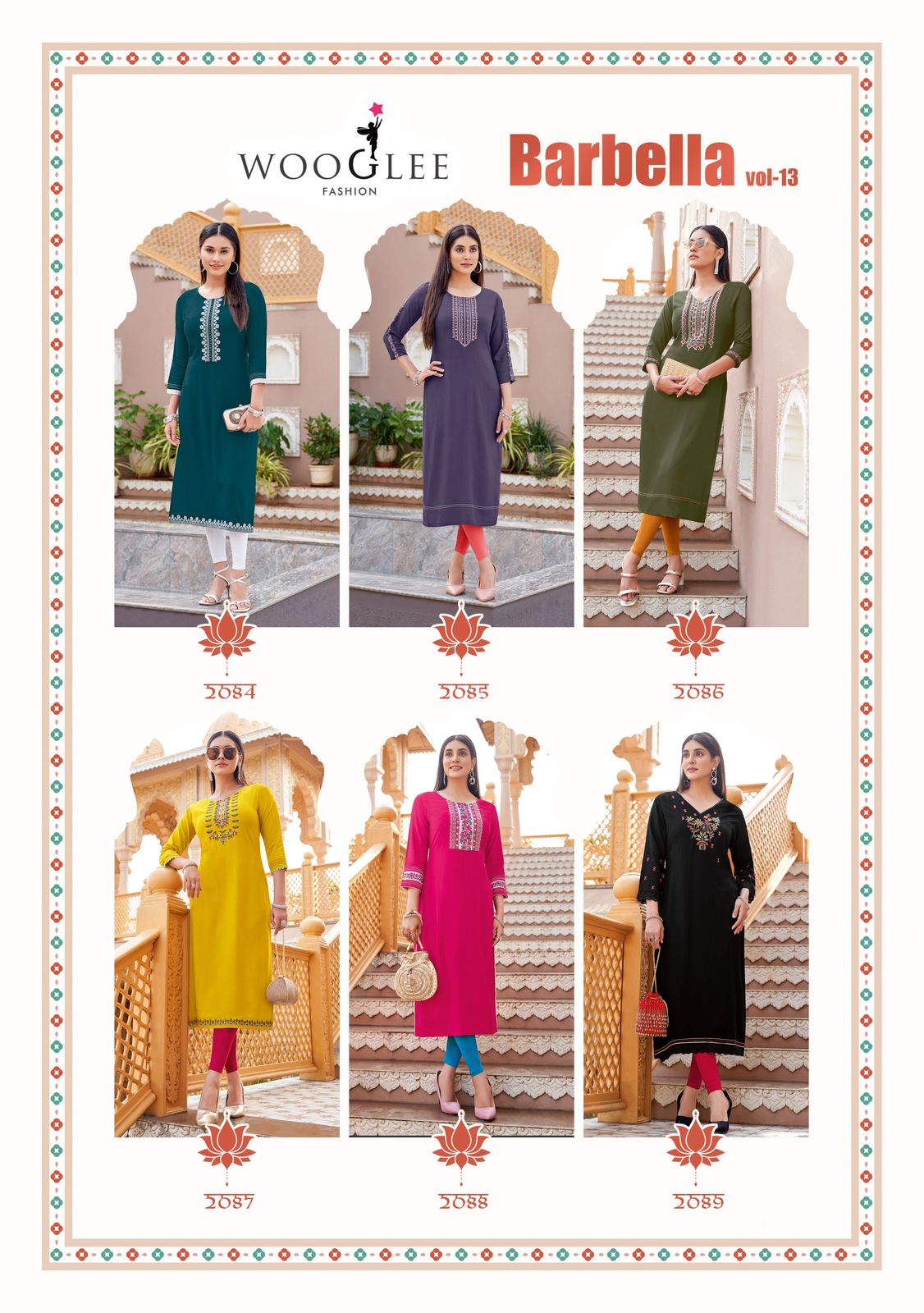  Barbella Vol 13 by Wooglee  Rayon Thread And Handwork Kurti Collection